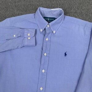 Vintage Polo Ralph Lauren Button Down Shirt Mens Large Blue Classic Fit Preppy